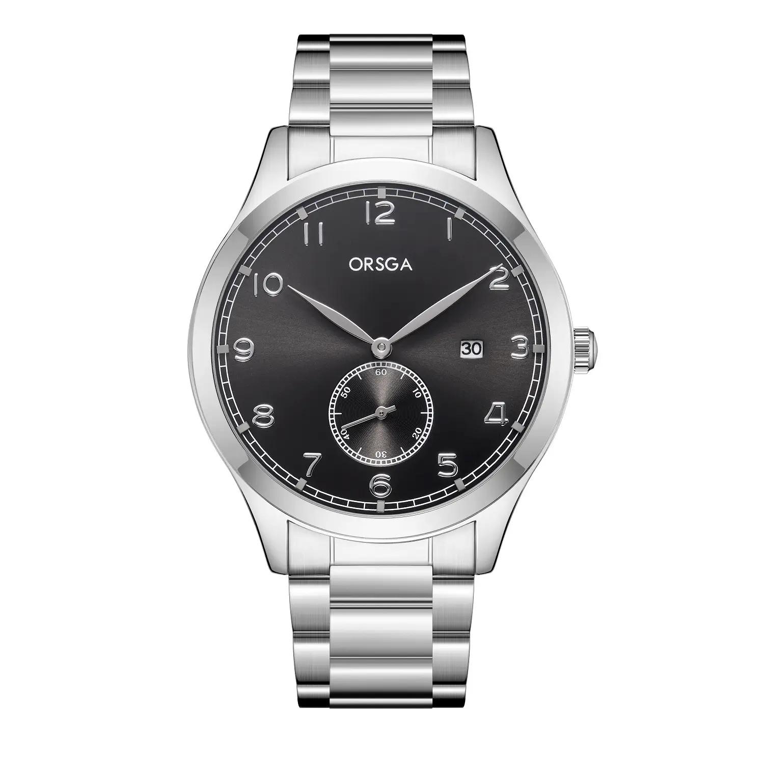 ORSGA Men's Digital Quartz Business Watch Silver Dial - Image 6