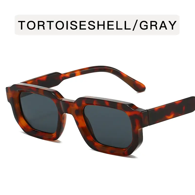 Women's Gray Tortoise Shell Sunglasses Square Frame - Image 7