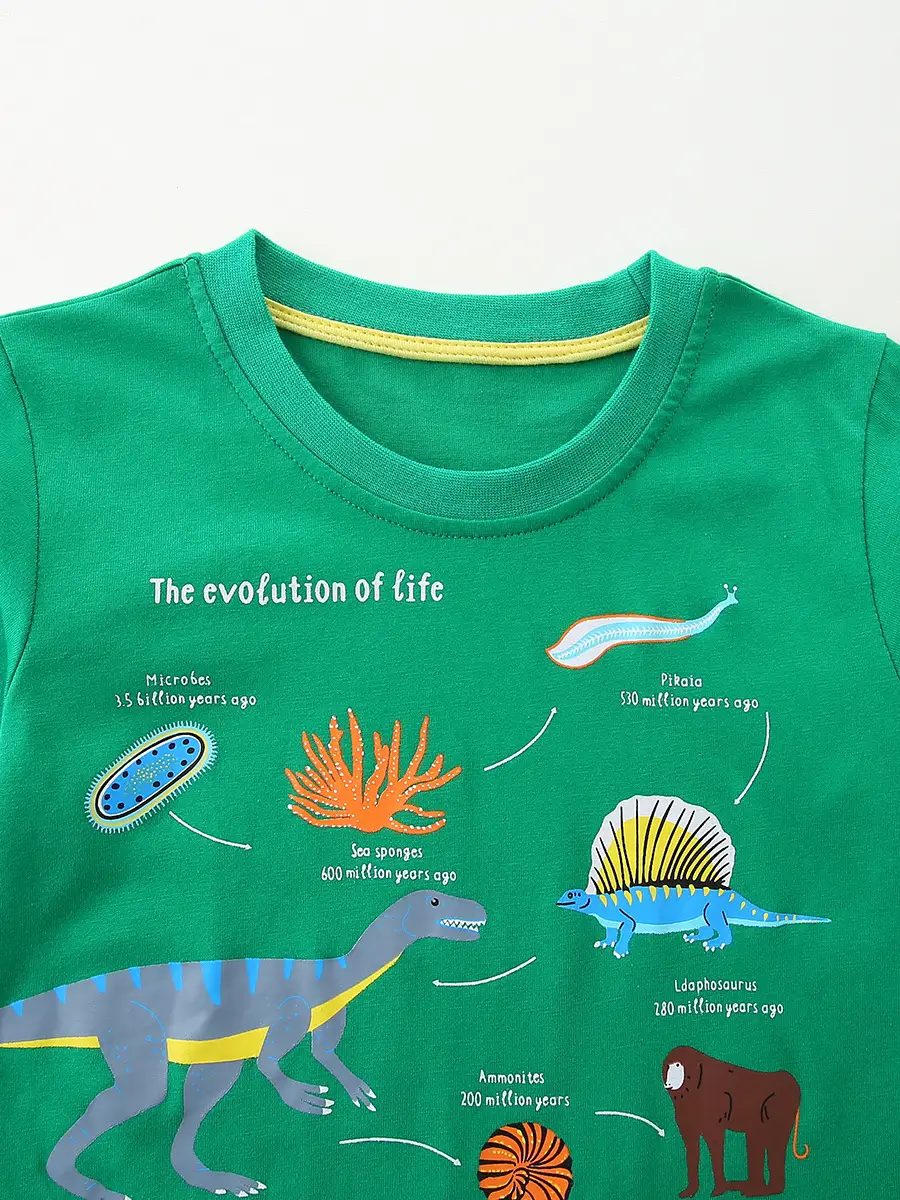 2025 Kids T-Shirt Green Animal Print Long Sleeve - Image 4