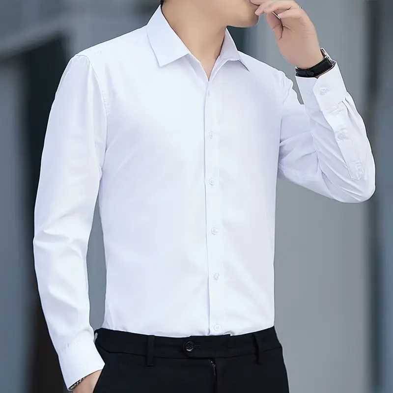 Men's Blue Slim Fit Business Shirt Spring Autumn — feature 11