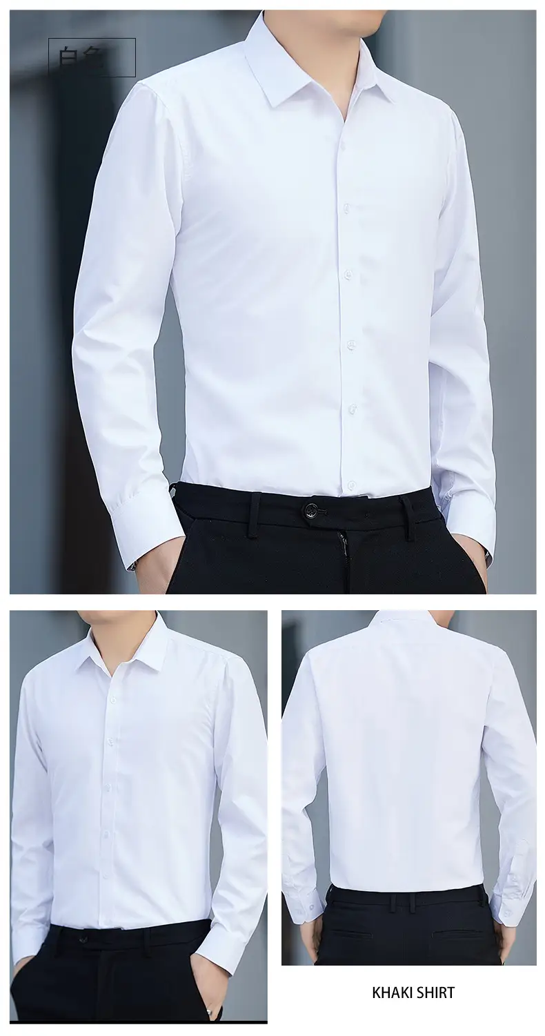 Men's Blue Slim Fit Business Shirt Spring Autumn — feature 17