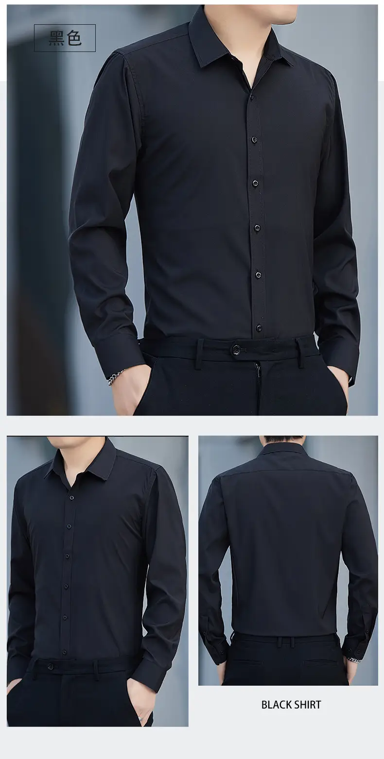 Men's Blue Slim Fit Business Shirt Spring Autumn — feature 29