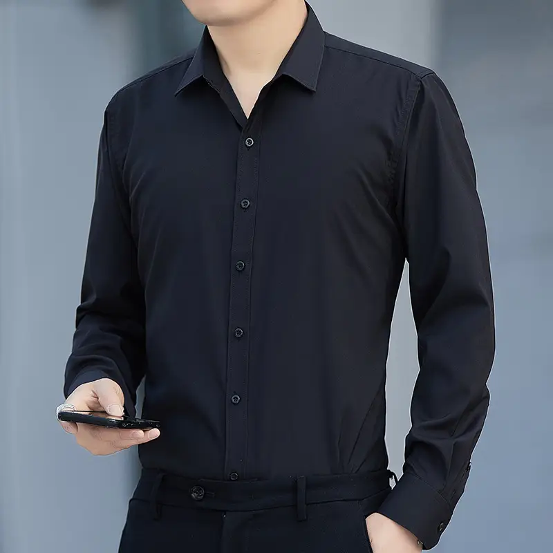 Men's Blue Slim Fit Business Shirt Spring Autumn — feature 30