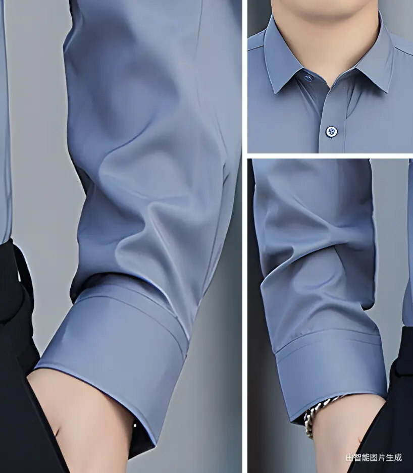 Men's Blue Slim Fit Business Shirt Spring Autumn — feature 4