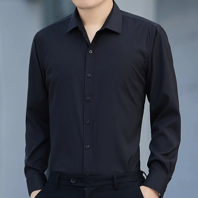 Men's Blue Slim Fit Business Shirt Spring Autumn — feature 6