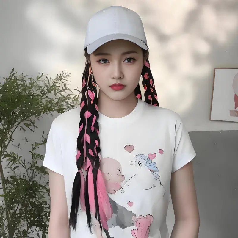 Female Chemical Fiber Long Hair Boxing Braid Hat Wig - Image 2