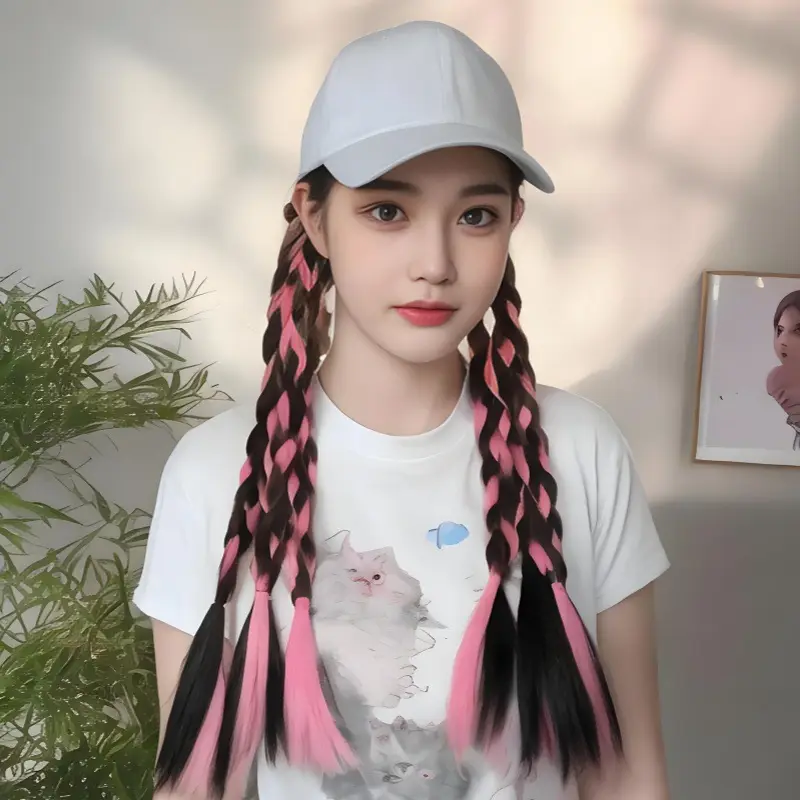 Female Chemical Fiber Long Hair Boxing Braid Hat Wig - Image 3