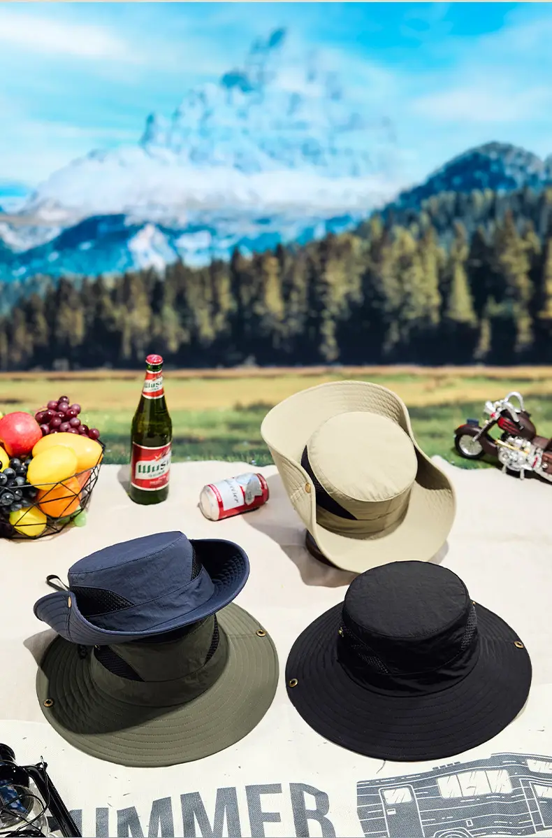 Men Sunhat with Waterproof Fisherman Cap White Black — feature 10