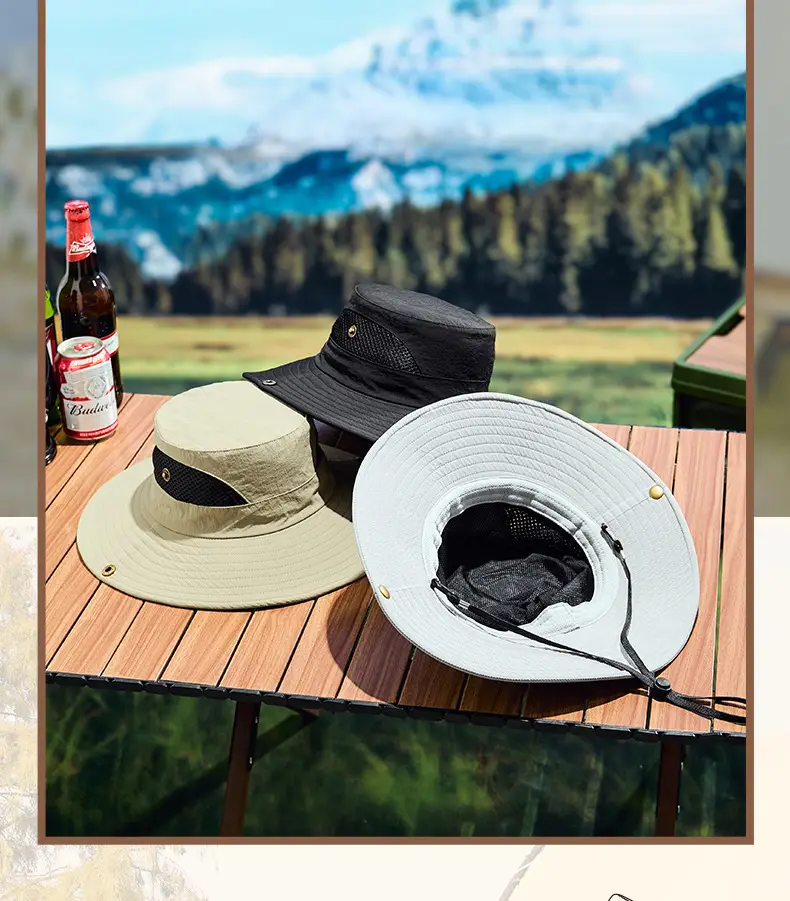 Men Sunhat with Waterproof Fisherman Cap White Black — feature 12