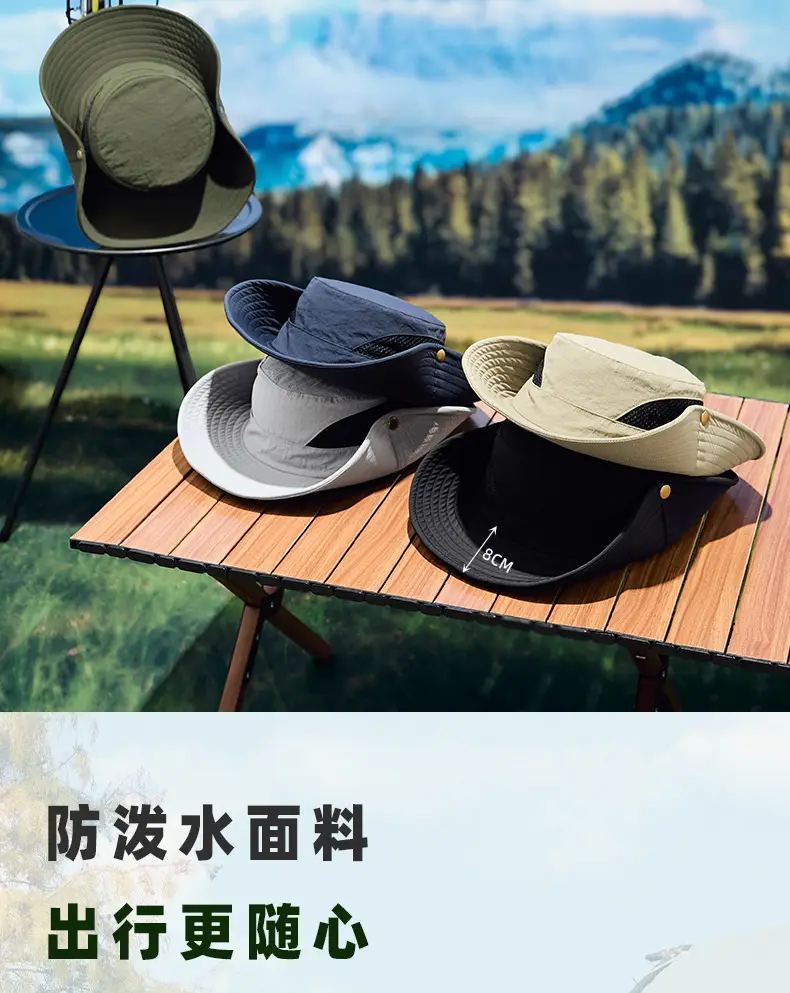 Men Sunhat with Waterproof Fisherman Cap White Black — feature 14
