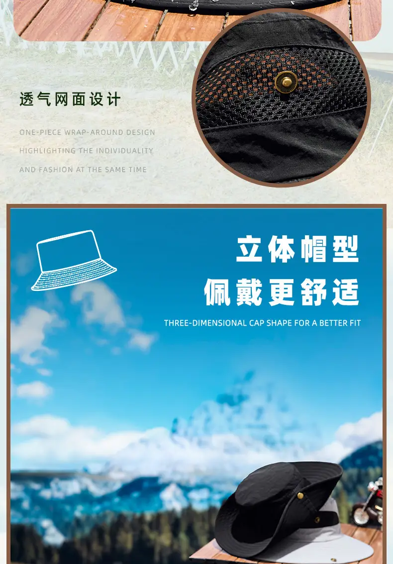 Men Sunhat with Waterproof Fisherman Cap White Black — feature 16