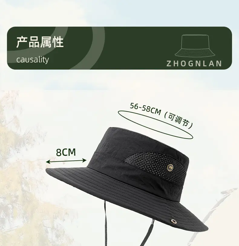 Men Sunhat with Waterproof Fisherman Cap White Black — feature 20