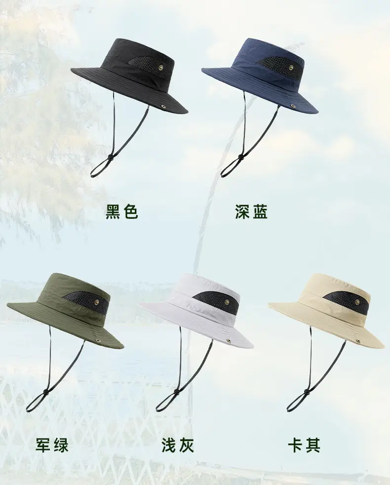 Men Sunhat with Waterproof Fisherman Cap White Black — feature 23