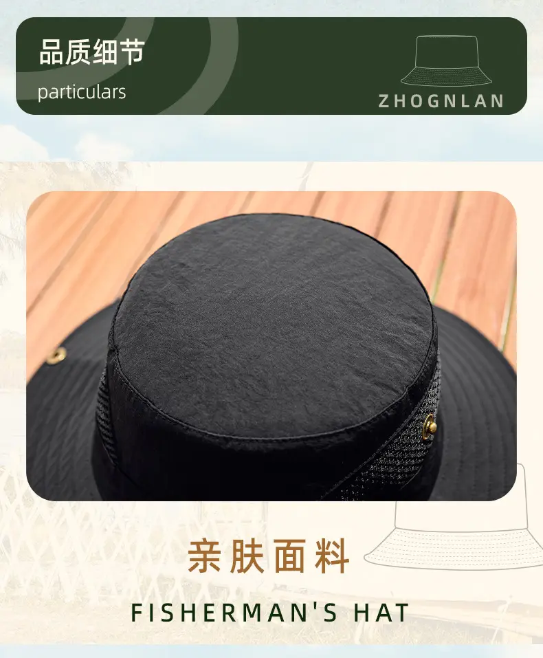 Men Sunhat with Waterproof Fisherman Cap White Black — feature 27