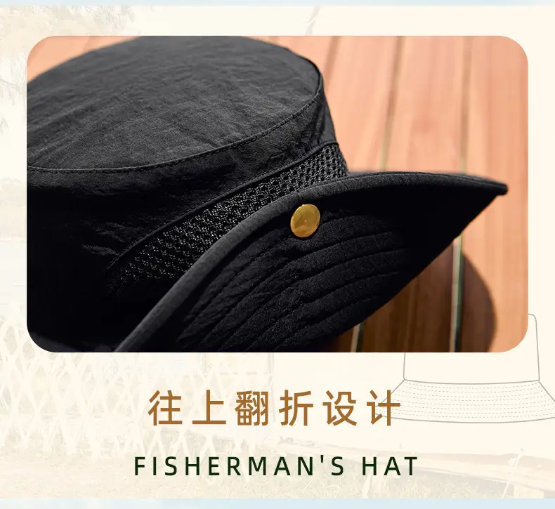 Men Sunhat with Waterproof Fisherman Cap White Black — feature 29
