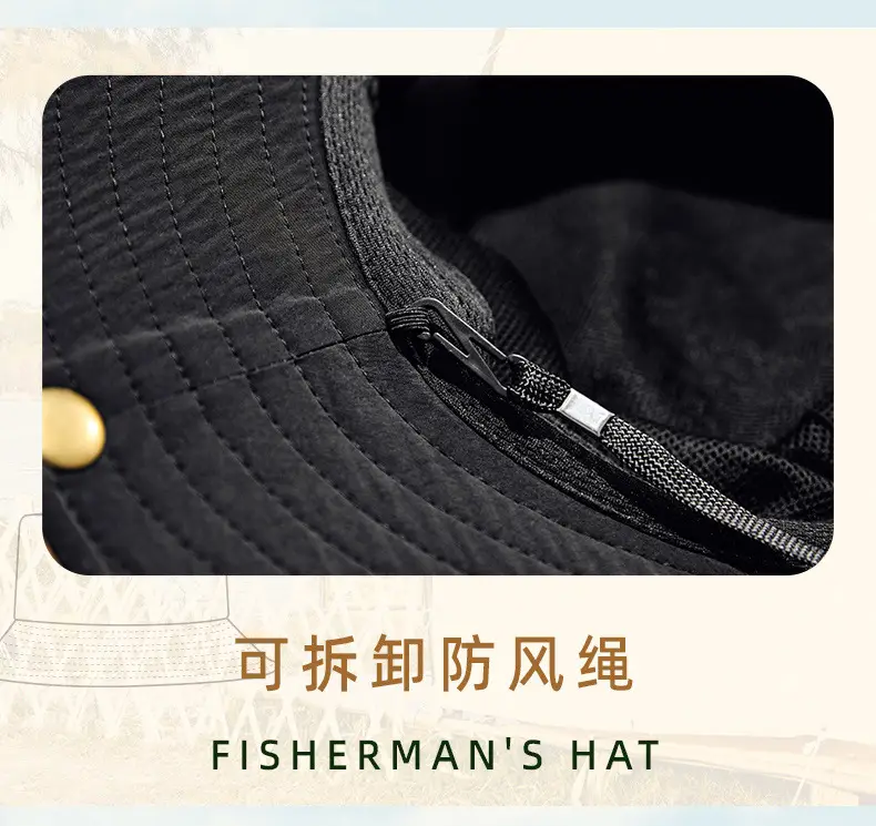 Men Sunhat with Waterproof Fisherman Cap White Black — feature 30