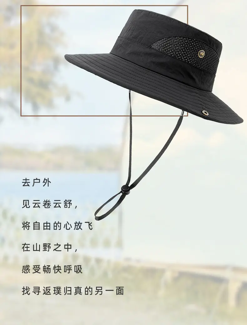 Men Sunhat with Waterproof Fisherman Cap White Black — feature 9