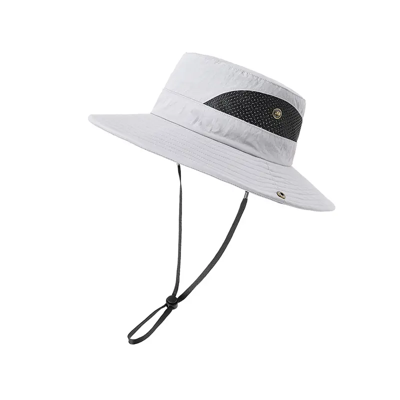 Men Sunhat with Waterproof Fisherman Cap White Black - Image 3
