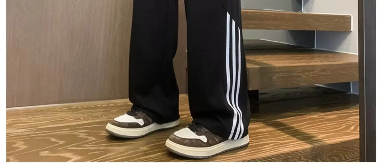 Men's Three Bar Striped Pants White Thickened Casual Winter — feature 10