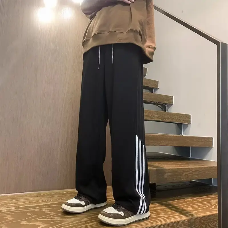 Men's Three Bar Striped Pants White Thickened Casual Winter — feature 2
