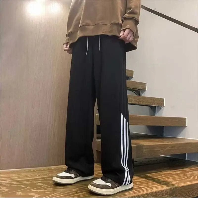 Men's Three Bar Striped Pants White Thickened Casual Winter — feature 4