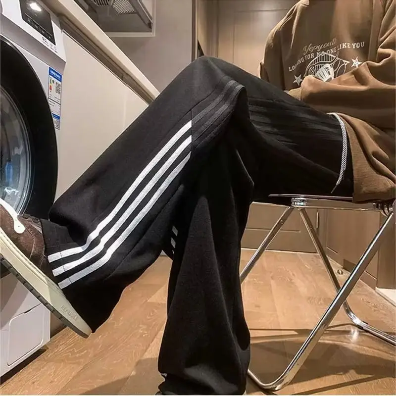 Men's Three Bar Striped Pants White Thickened Casual Winter — feature 6