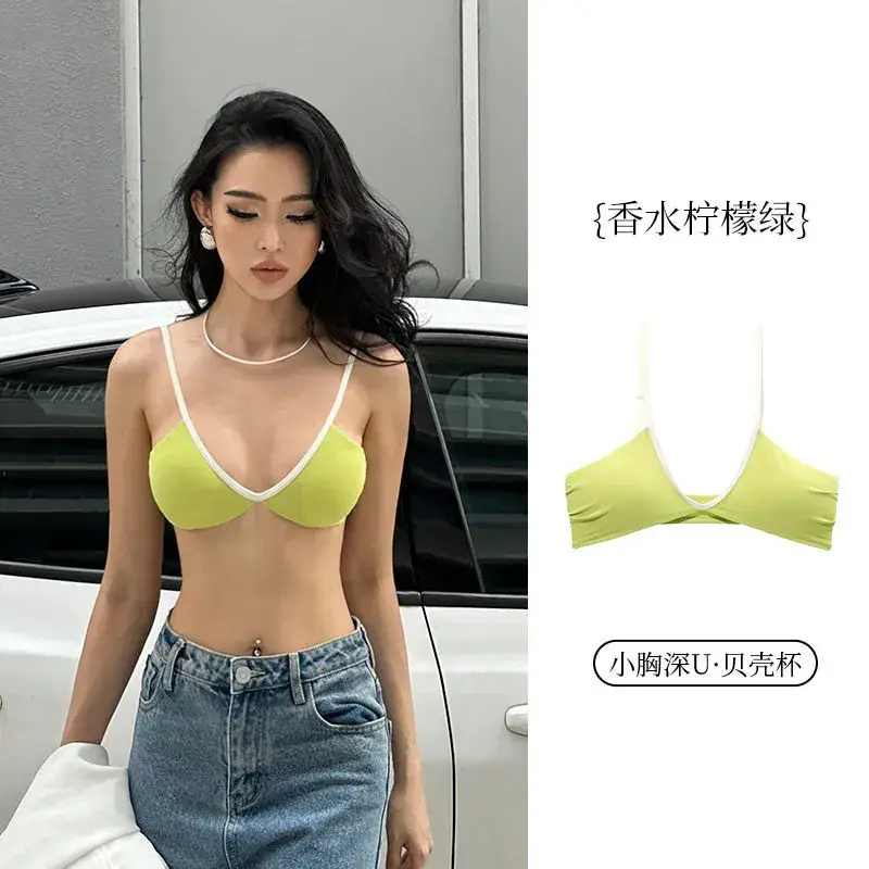 Women's French Style Thin Summer Underwear with Sexy Deep U Back