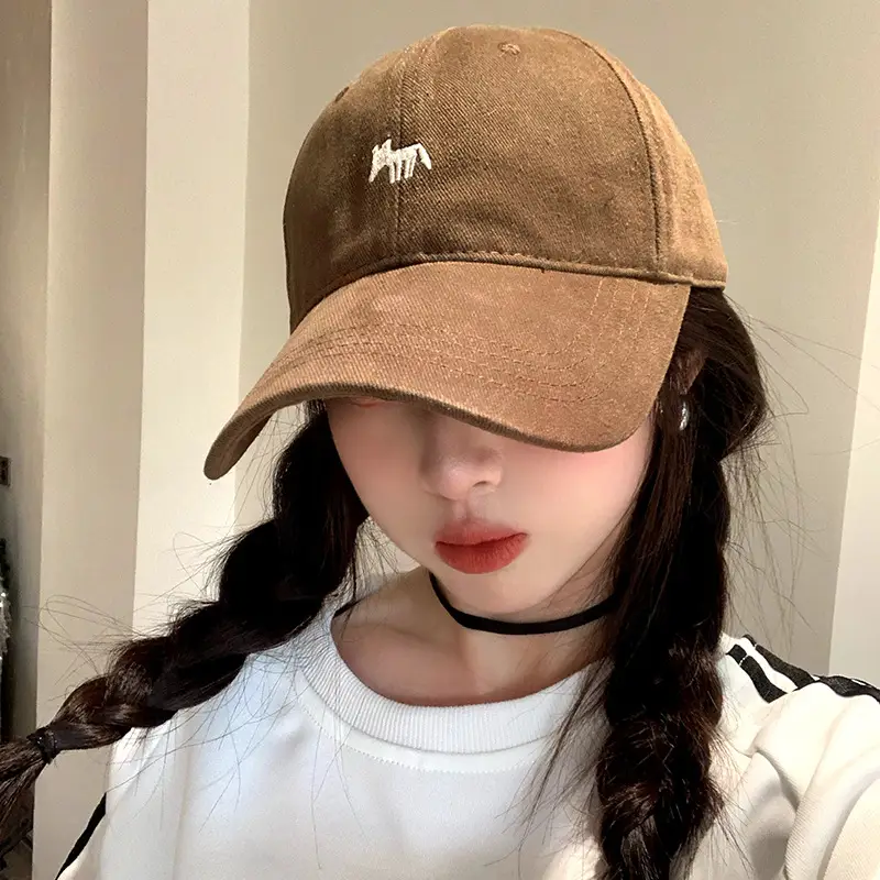 Women's Beige Fox Logo Baseball Cap Spring Autumn Sun Protection — feature 5