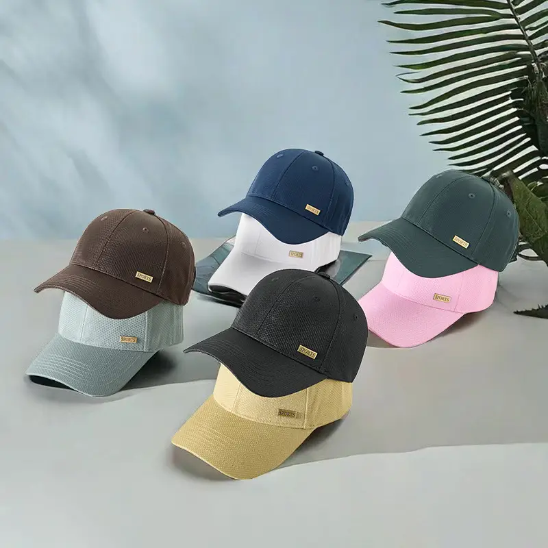 Men's Beige Baseball Cap UV Protection Metal Badge