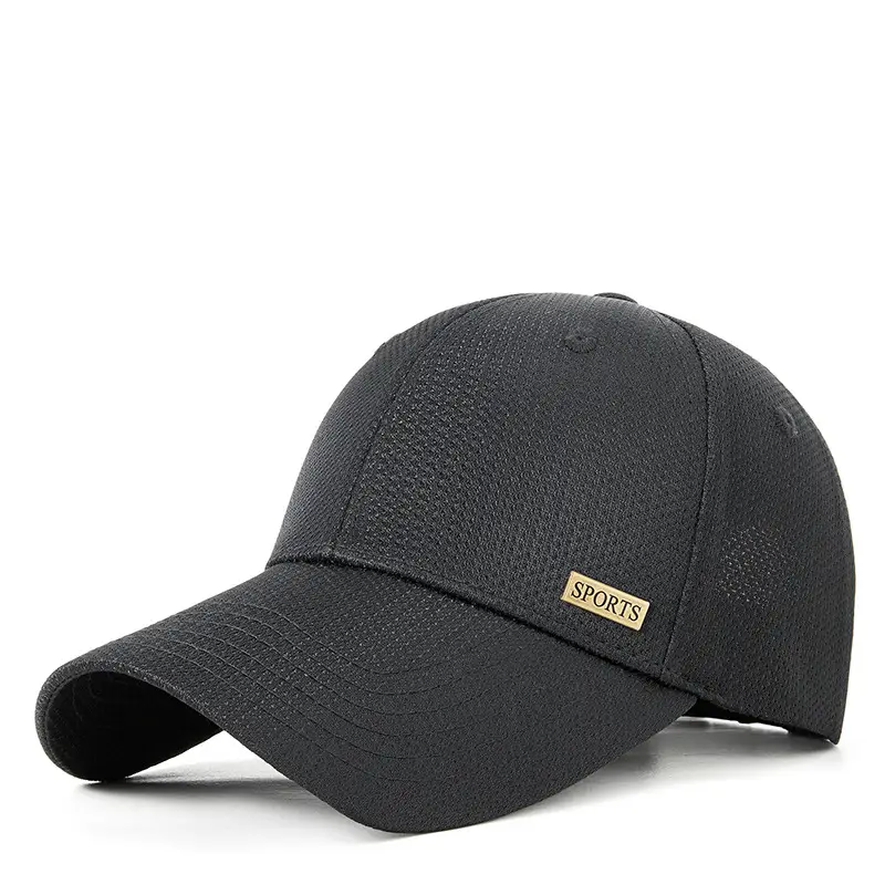Men's Beige Baseball Cap UV Protection Metal Badge