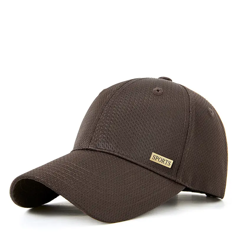 Men's Beige Baseball Cap UV Protection Metal Badge