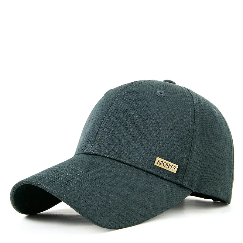 Men's Beige Baseball Cap UV Protection Metal Badge