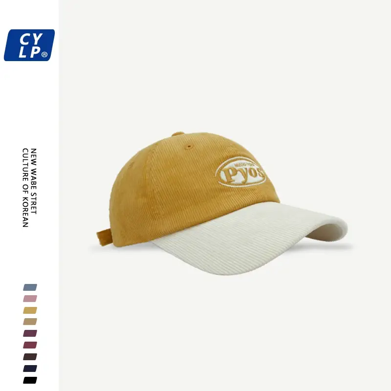 Women Letter Embroidered Corduroy Cap Maroon White — feature 22