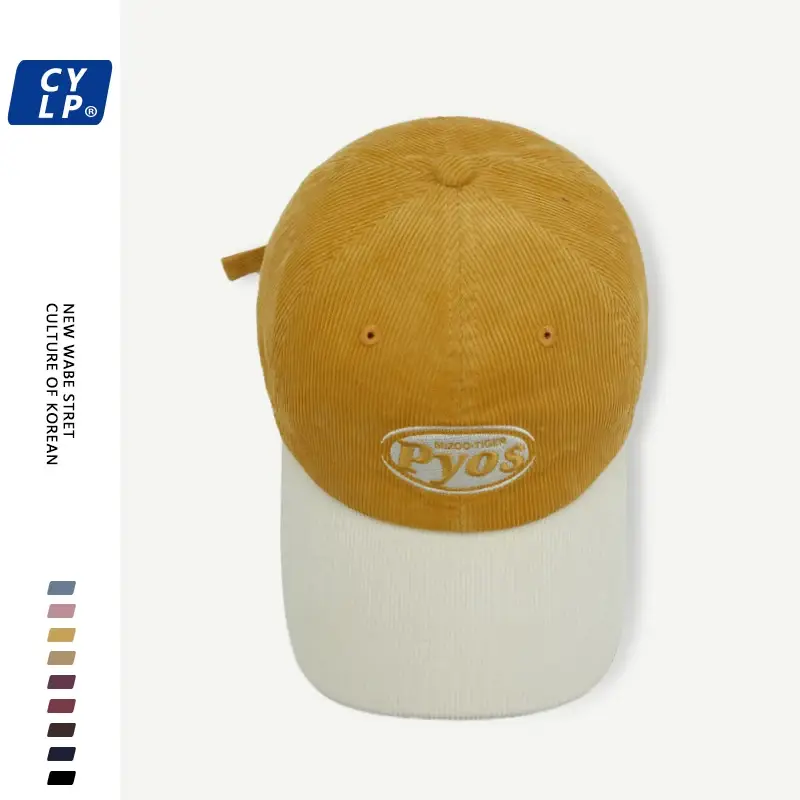 Women Letter Embroidered Corduroy Cap Maroon White — feature 24