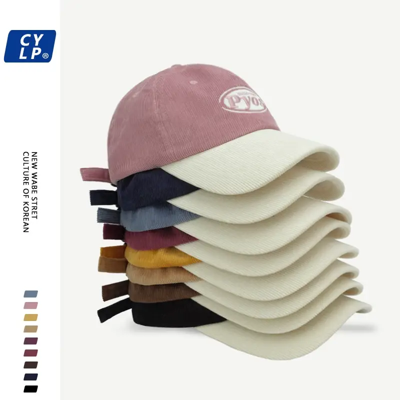 Women Letter Embroidered Corduroy Cap Maroon White — feature 5