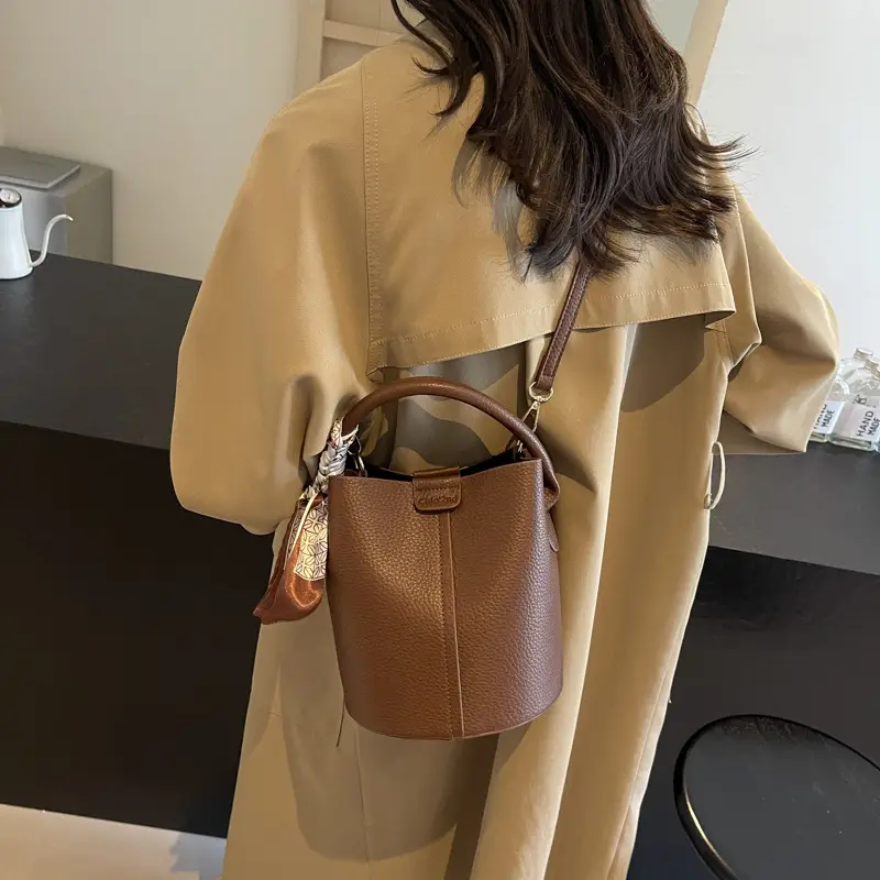 Vintage French Style Brown Shoulder Crossbody Bag