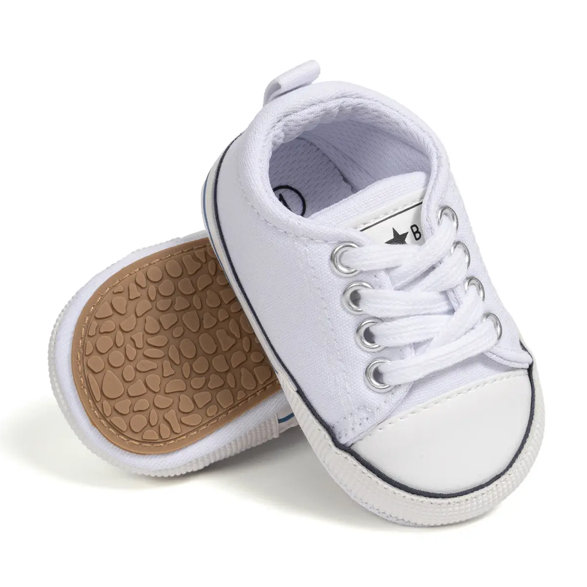 Red Canvas Baby Shoes with White Sole