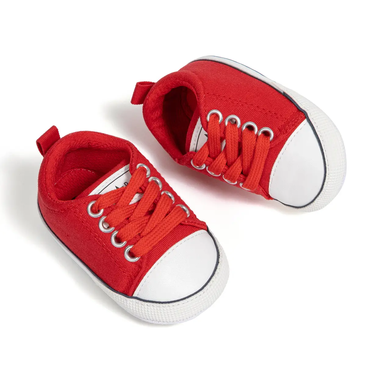 Red Canvas Baby Shoes with White Sole