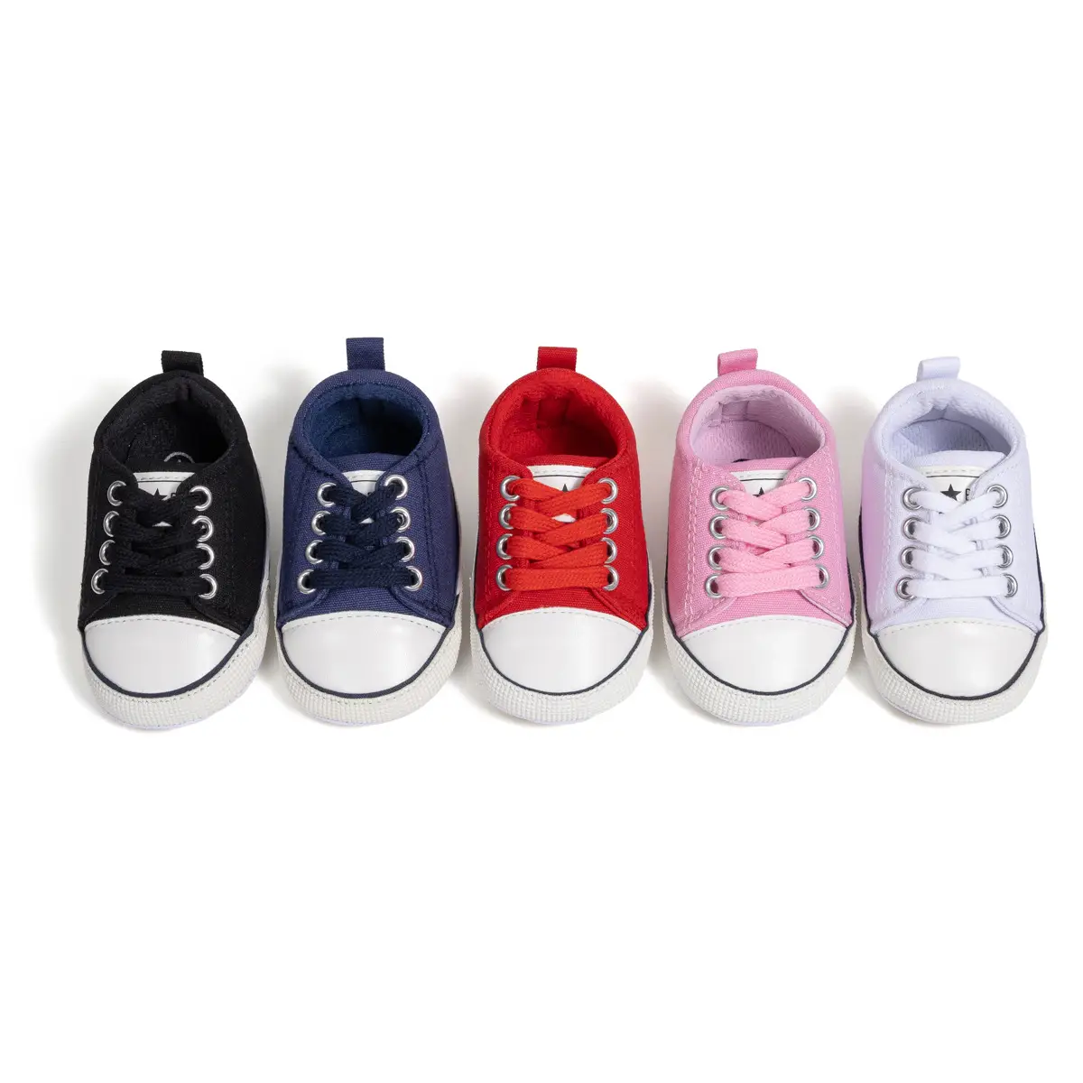 Red Canvas Baby Shoes with White Sole