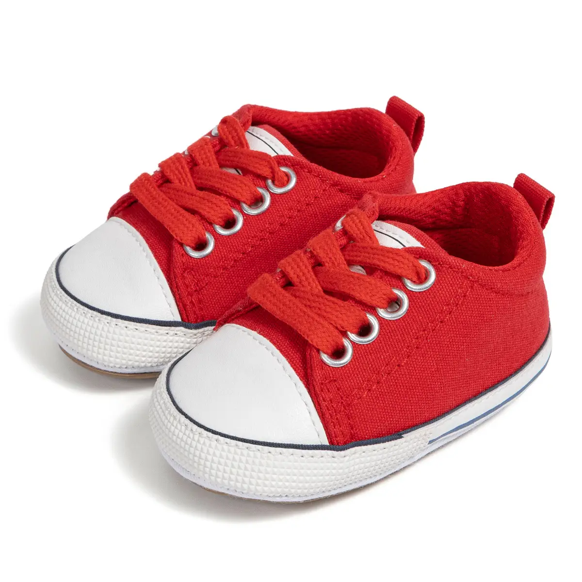 Red Canvas Baby Shoes with White Sole