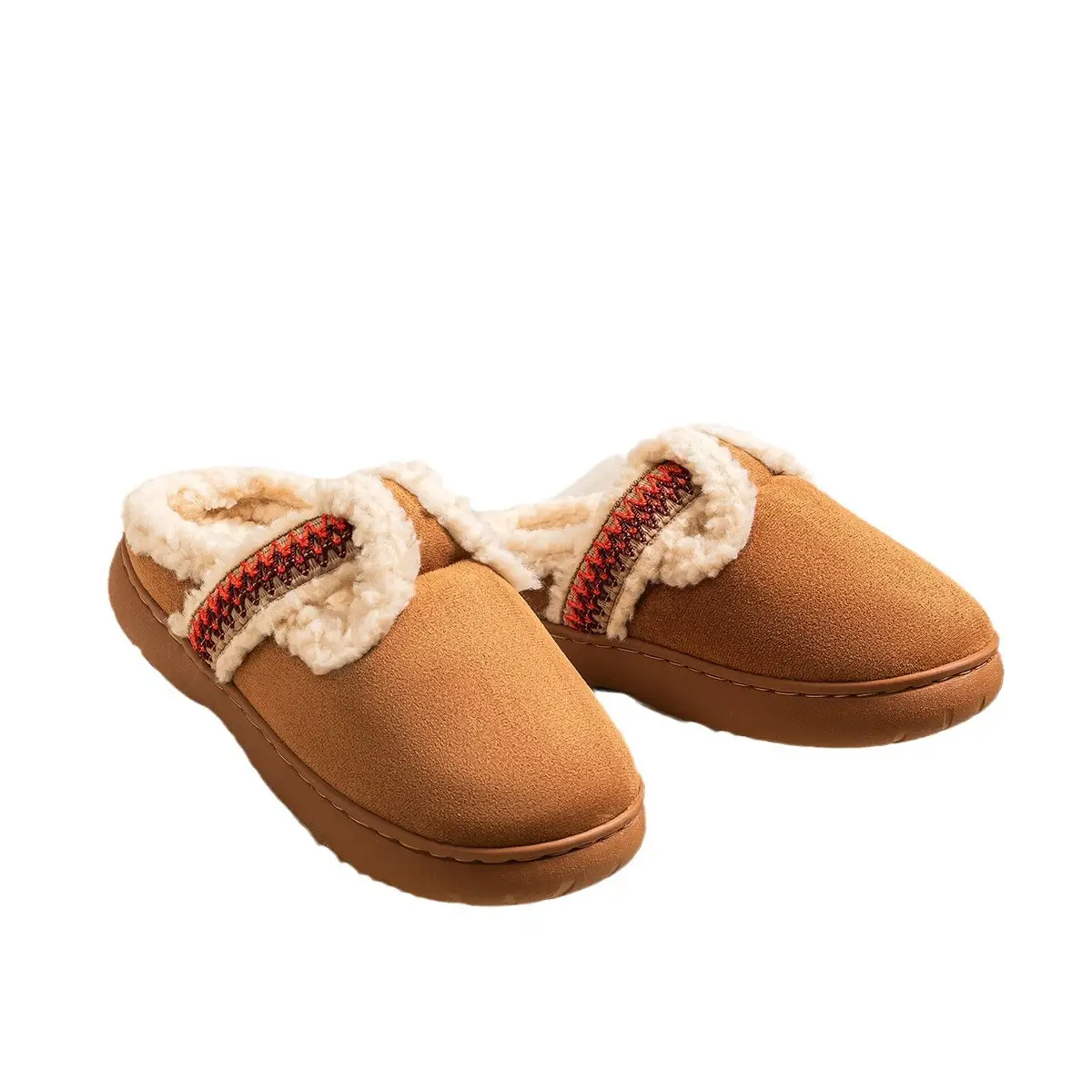 Women Cotton Fleece Lined Indoor Slippers Brown - Image 8