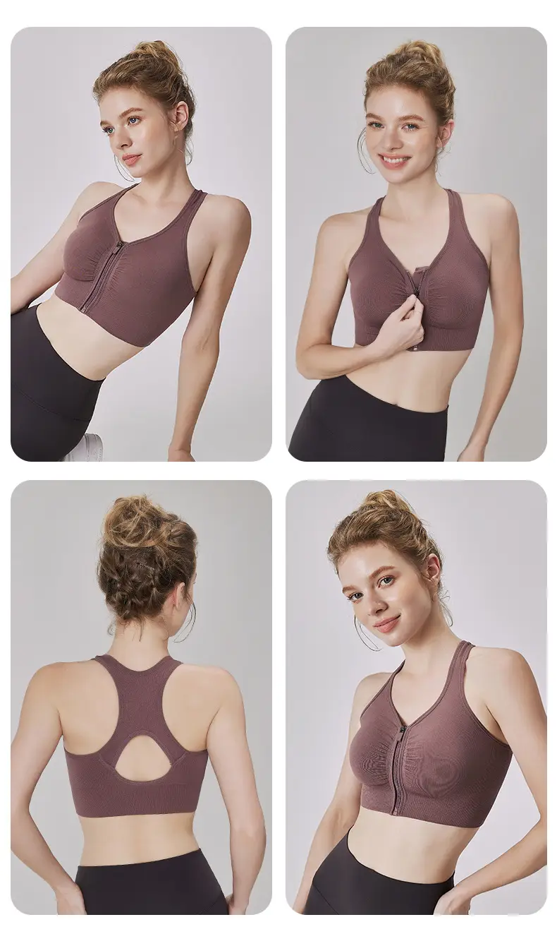 Front Zipper I-Back Sports Bra Medium — feature 16