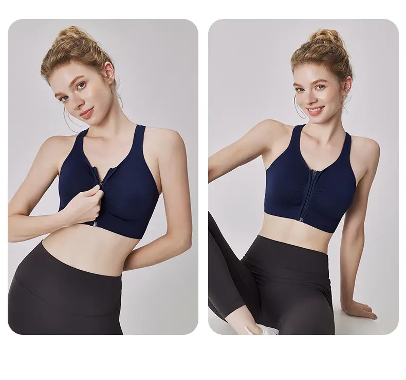 Front Zipper I-Back Sports Bra Medium — feature 19