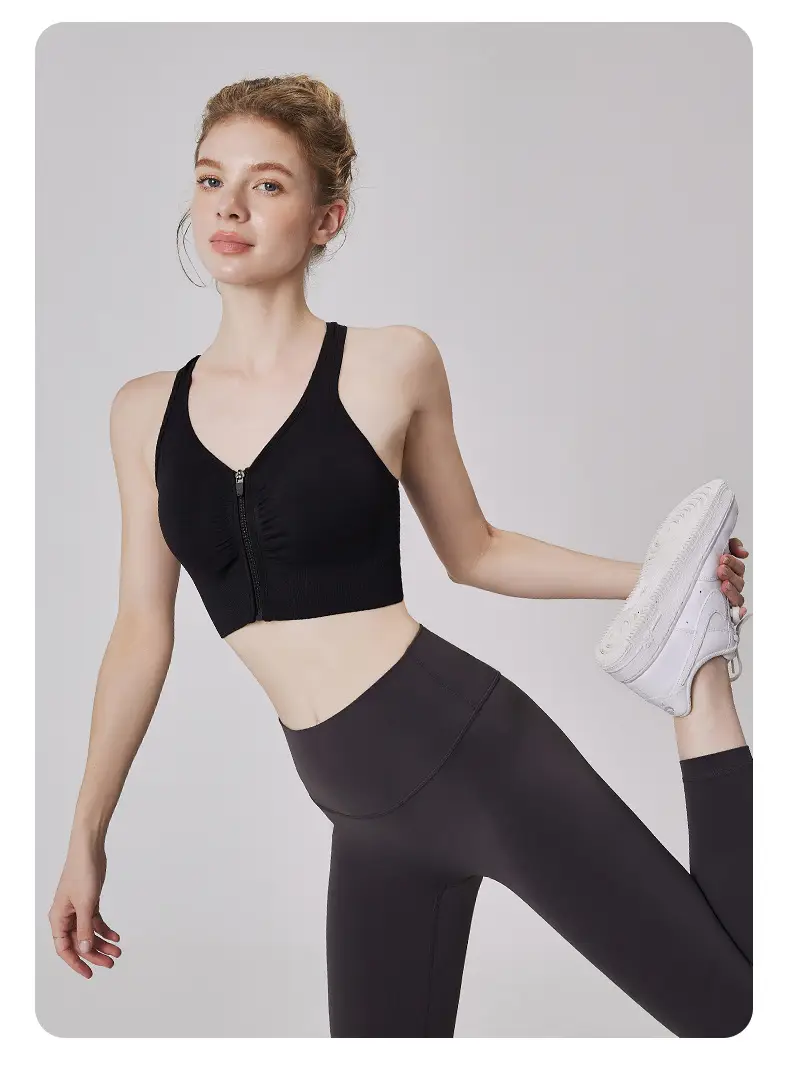 Front Zipper I-Back Sports Bra Medium — feature 21