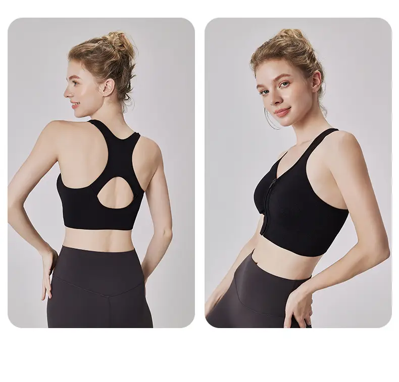 Front Zipper I-Back Sports Bra Medium — feature 22