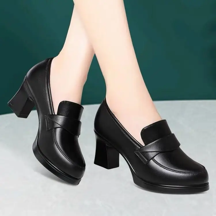 Black Leather Women's High Heel Loafers Spring 2025 — feature 10