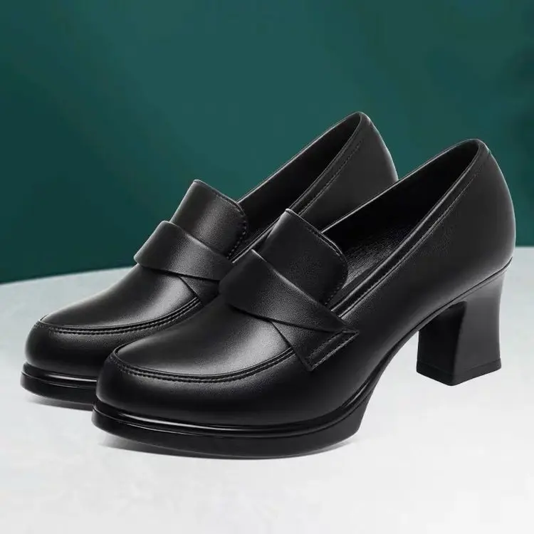 Black Leather Women's High Heel Loafers Spring 2025 — feature 11