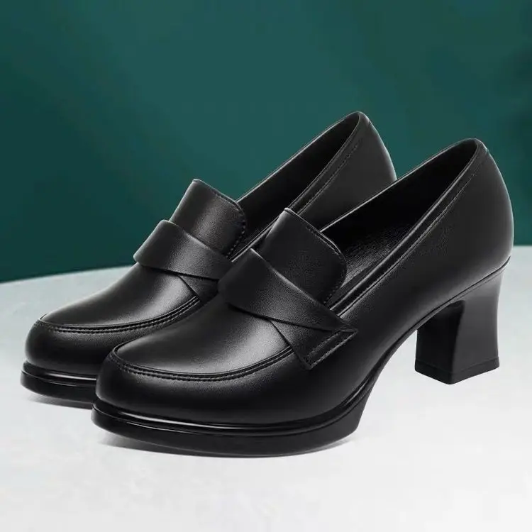Black Leather Women's High Heel Loafers Spring 2025 — feature 3