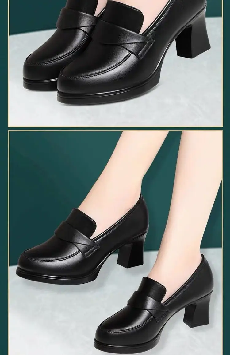 Black Leather Women's High Heel Loafers Spring 2025 — feature 8