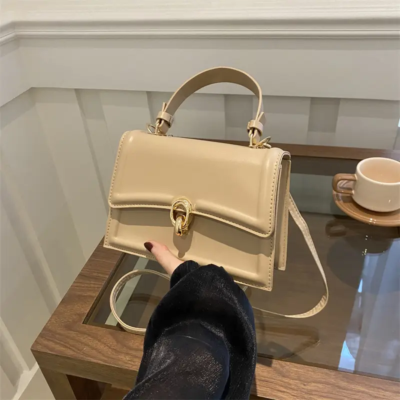 Vintage Women's Square Bag Beige Shoulder Crossbody - Image 4
